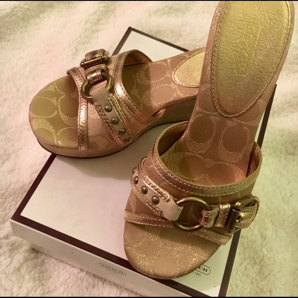 [Coach] Gold Metallic Wedges